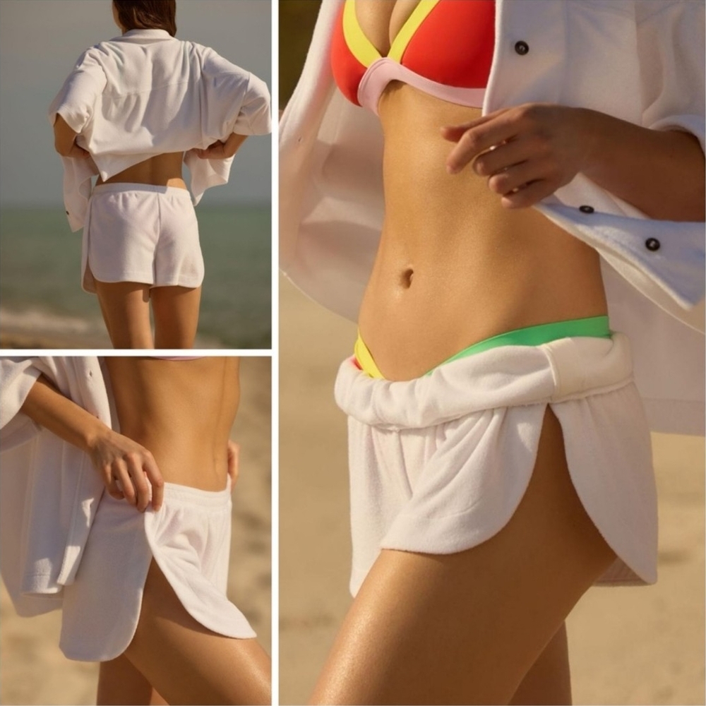 NWOT Anthropologie Terry Shorts In WHITE